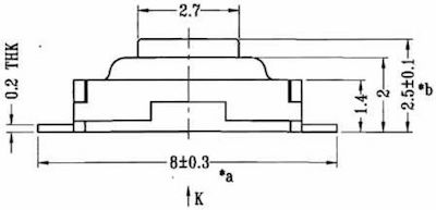 Διακόπτης Μπουτόν SMD Button H:2.5mm 2pin Ασημί