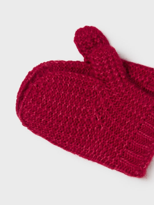 Kids Beanie Set with Scarf & Gloves Knitted Red