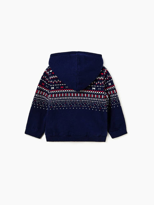 Mayoral Kids Cardigan Knitted with Hood Navy Blue