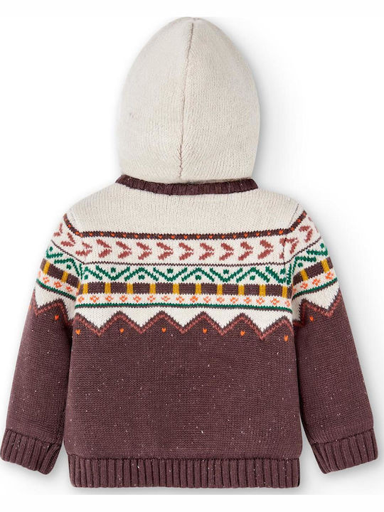 Kids Cardigan Knitted with Hood Beige