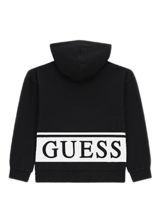 Guess Girls Hooded Sweatshirt with Zipper Black