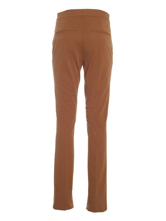 Women's Fabric Trousers Slim Fit Brown