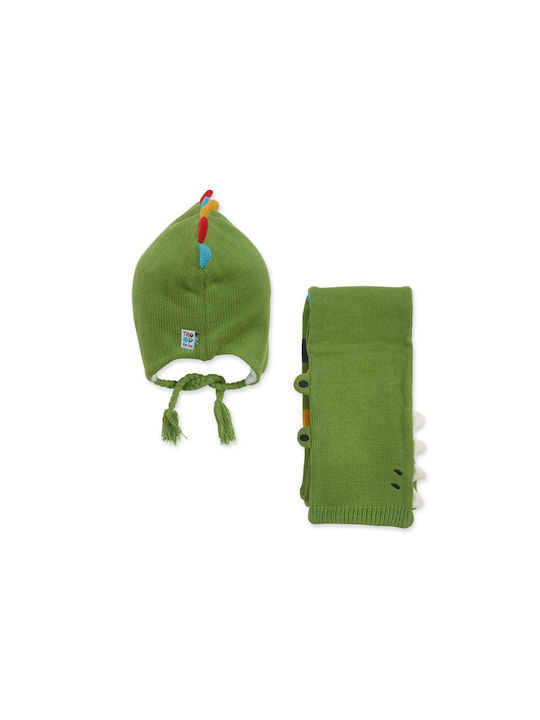 Tuc Tuc Kids Beanie Set with Scarf Knitted Green