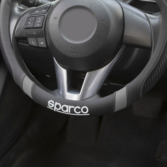 Sparco Husă Volan Auto Sintetic Gri cu Cusătură Gri