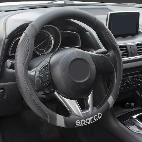 Sparco Husă Volan Auto Sintetic Gri cu Cusătură Gri