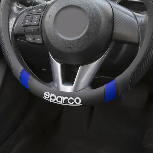 Sparco Auto-Lenkradabdeckung Synthetisch Blau mit Roter Naht