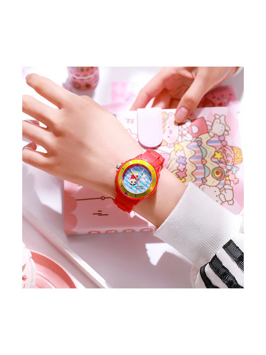 Kids Analog Watch with Rubber/Plastic Strap Red