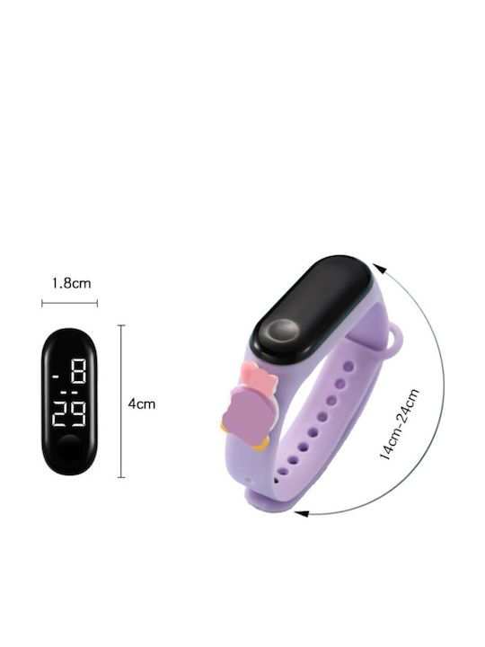 Digital Kinderuhr Lila mit Gummiarmband