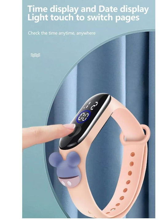 Digital Kinderuhr Lila mit Gummiarmband