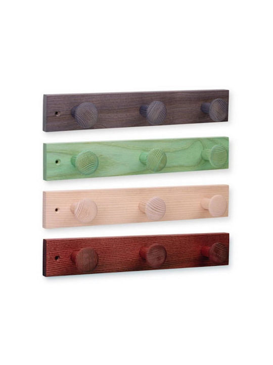 Inofix Wooden Wall Hanger with 3 Slots Green 36x6x6cm 1pc