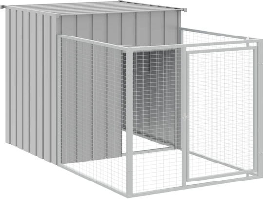 vidaXL Къщичка за Куче Голяма Металик За Външно Ползване Сив 110x200x110см