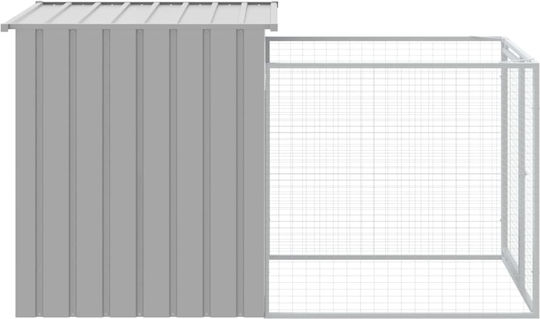 vidaXL Къщичка за Куче Голяма Металик За Външно Ползване Сив 110x200x110см