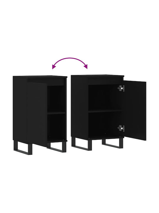 Wohnzimmer Schrank aus Holz und Metall Schwarz 40x35x70cm