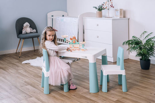 Kids Table and Chairs Set made of Plastic White-Mint FreeOn