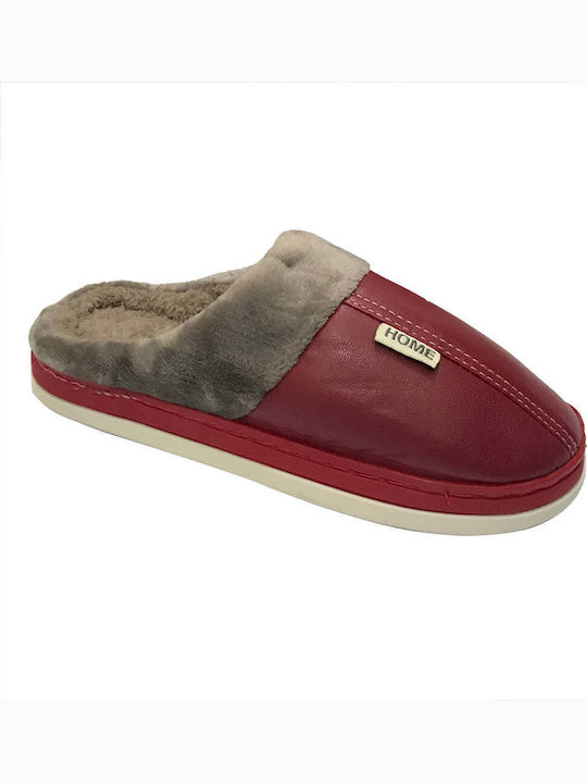 Winter Women's Slippers with Fur Burgundy