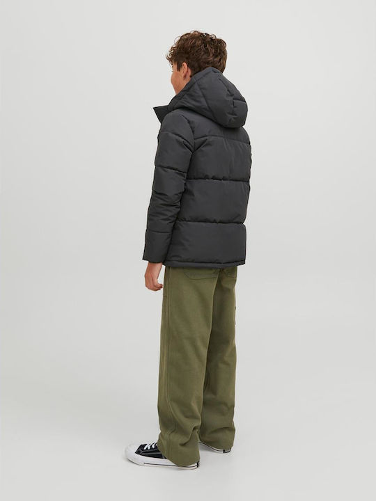 Kids' Quilted Jacket Short with Hood Black