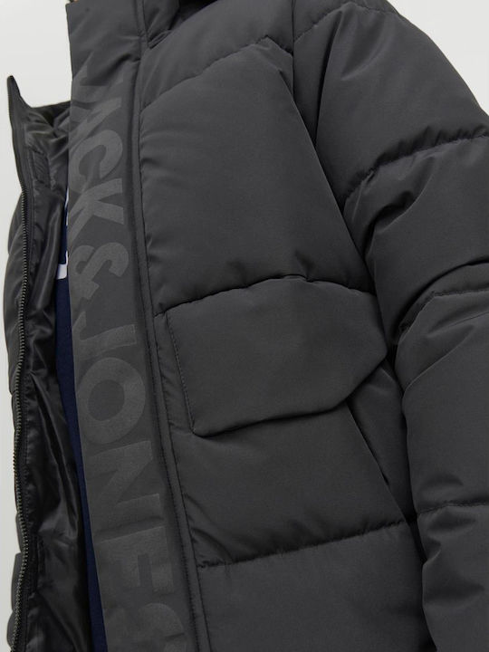 Kids' Quilted Jacket Short with Hood Black