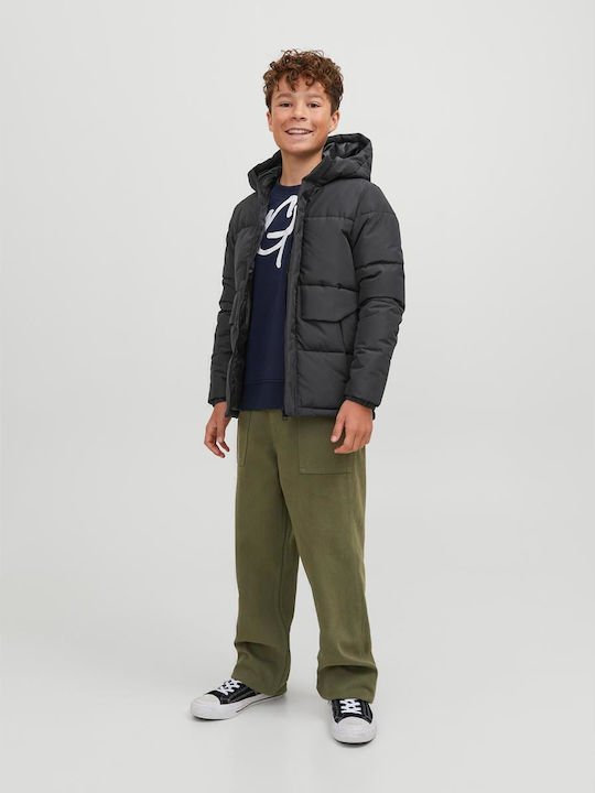 Kids' Quilted Jacket Short with Hood Black