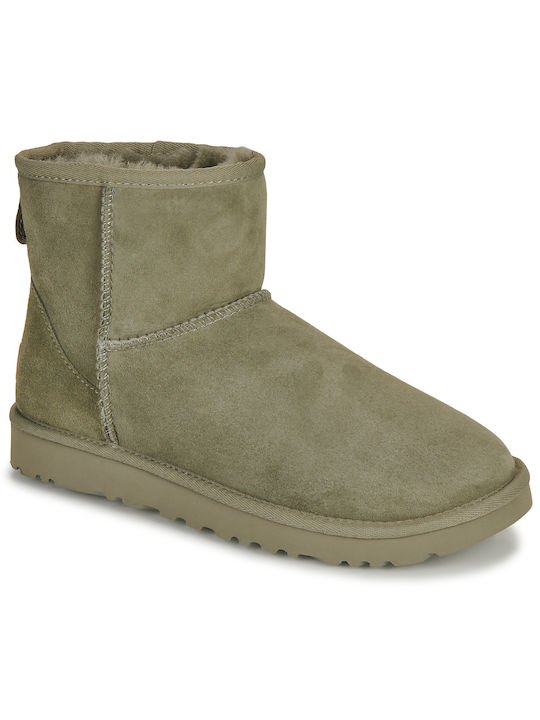 Ugg Australia W Classic Mini Ii Leather Women's Ankle Boots Moss Green