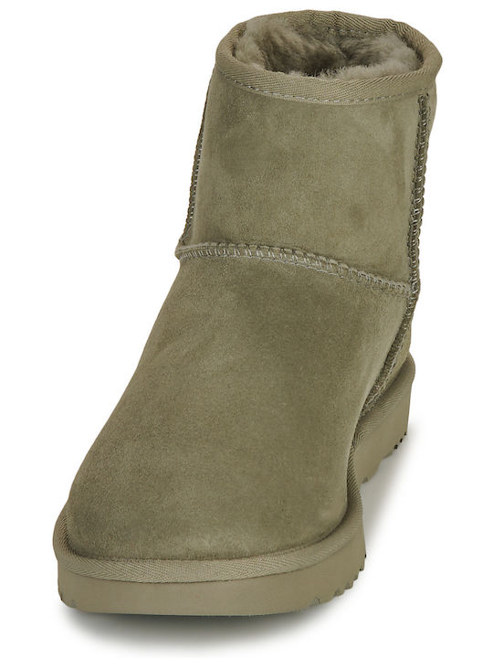 Classic Mini II Leather Women's Ankle Boots Moss Green