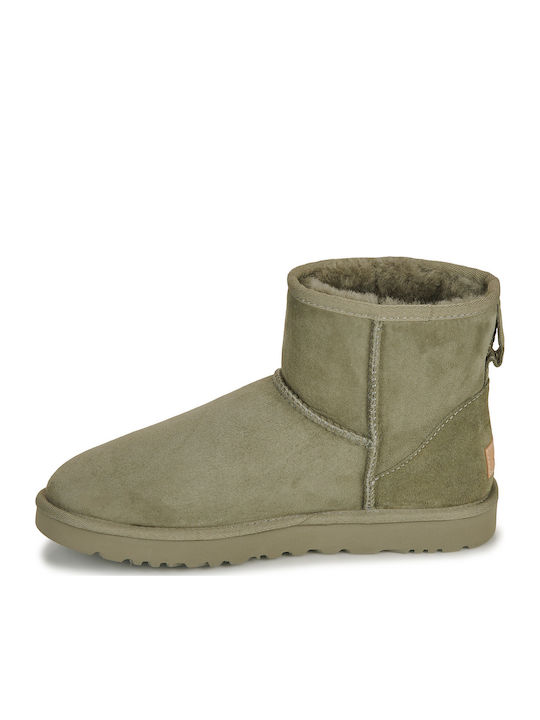 Classic Mini II Leather Women's Ankle Boots Moss Green