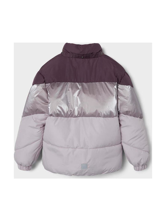 Daunen-Kinderjacke Kurz mit Kapuze Lila