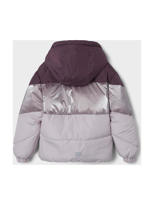 Daunen-Kinderjacke Kurz mit Kapuze Lila