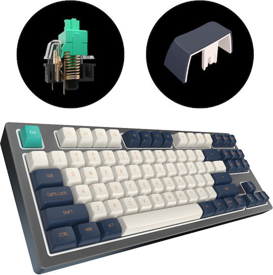 Dark Project KD87B LTD Aluminum Gaming Μηχανικό Πληκτρολόγιο Tenkeyless με Gateron Cap Teal διακόπτες και RGB φωτισμό (Αγγλικό US) Black & Cloud Grey