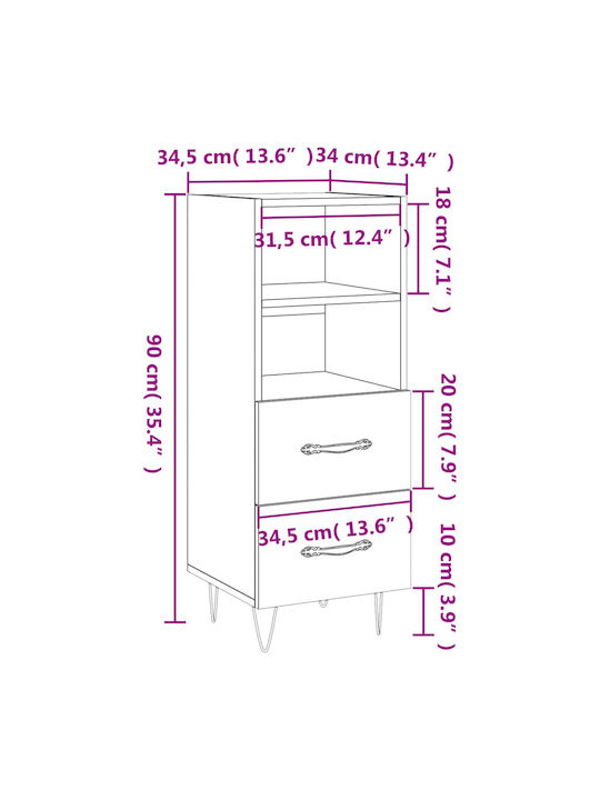 Schublade Büro 34.5x34x90cm