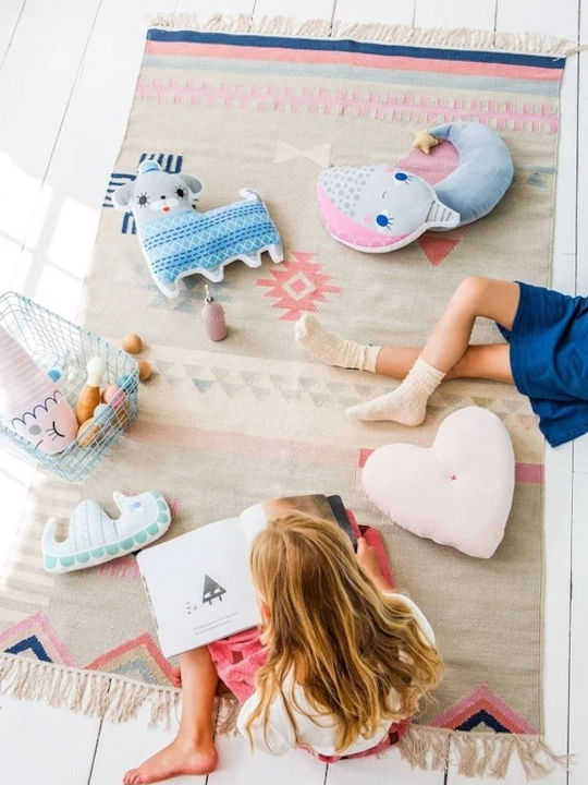Petit Monkey Pernă Decorativă Pentru Copii Roz Cus4 Față și Spate 42x42cm