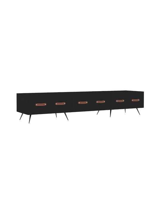 TV Stand Wooden Black L150xW36xH30cm