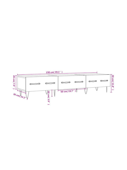 TV Stand White 150x36x30 cm