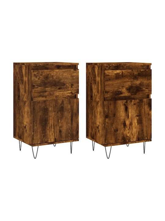 Sideboard Wood & Metal Καπνιστή Δρυς 40x35x70cm