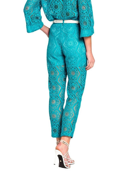 Matis Fashion Women's Cotton Trousers in Regular Fit Turquoise