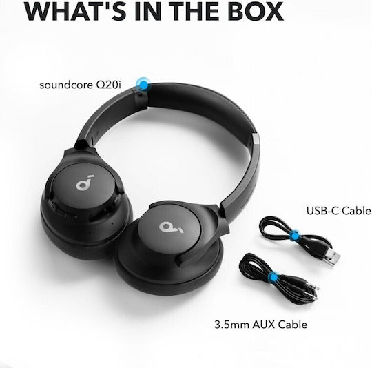 Soundcore by Anker Q20i Wireless / Wired Over Ear Headphones with 40 hours of Operation and Quick Charge Black