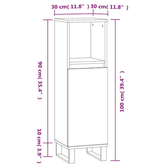 vidaXL Countertop without Sink L30xW30xH100cm White