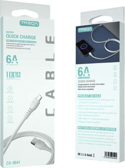 Treqa CA-8641 Regular USB 2.0 to Micro USB Cable White 1m CA-8641 1 Pieces