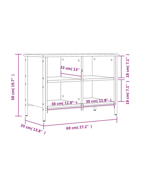 Holz Schuhschrank mit 4 Regalen Gelb L69xW35xH50cm