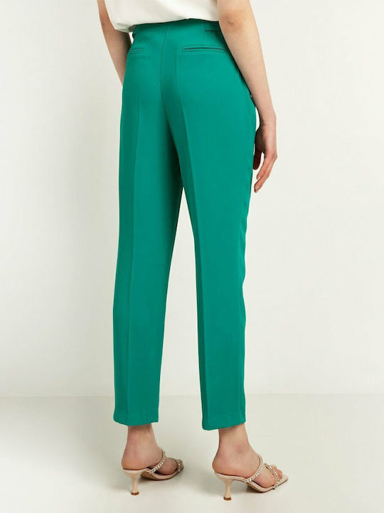 Toi&Moi Women's Fabric Trousers in Straight Line Petrol