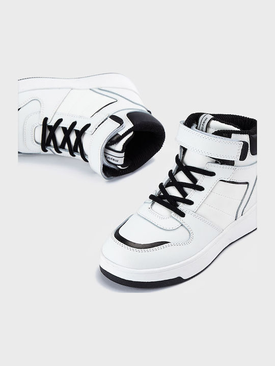 Παιδικά Sneakers High με Σκρατς Λευκά