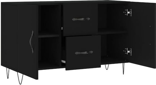 Wooden Buffet with Drawers Black L100xW36xH60cm