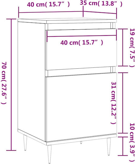 Συρταριέρα Γραφείου Ξύλινη Λευκό 40x35x70cm