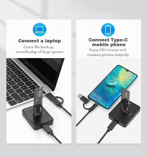 Gembird Hard Drive Docking Station PCIe/SATA M.2(2230)" / M.2(2242)" / M.2(2260)" / M.2(2280)" with Connection USB-C (DD-U3M2)