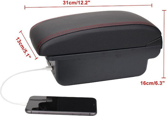 Car PU Armrest Universal Audi 90 Mazda 3 Saab 90 Black