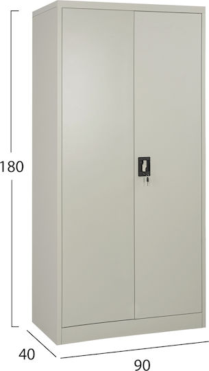 Dublu-Foi Dulap Duron Metalic cu Δin Posibilitatea de Blocare cu 4 Rafturi Gri 90x40x180 cm
