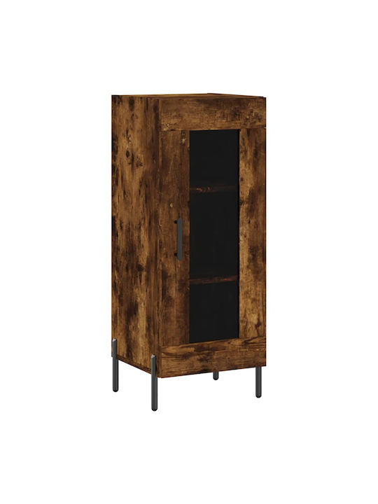 Floor-standing Living Room Display Cabinet made of Wood & Metal with Glass Oak 34.5x34x90cm