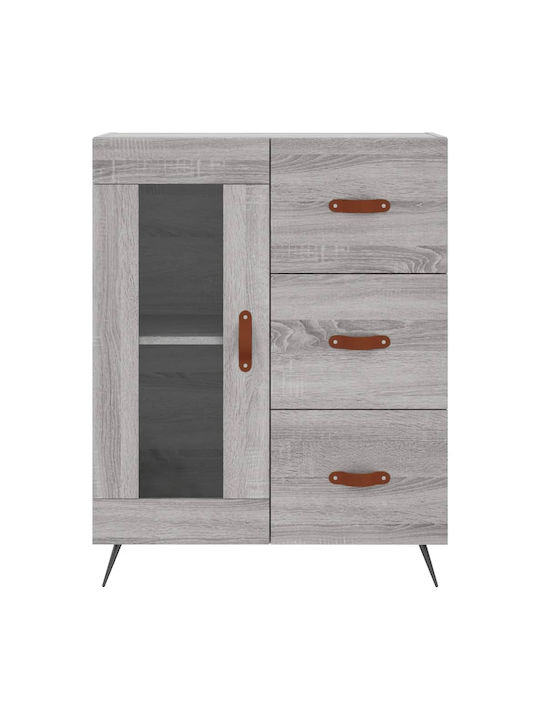 Living Room Display Cabinet made of Wood and Metal with Grey Glass 69.5x34x90cm