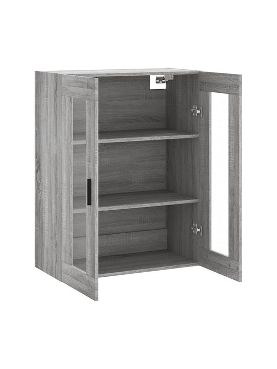 Wand Wohnzimmer Vitrine aus Spanplatte mit Glas Gray 69.5x34x90cm