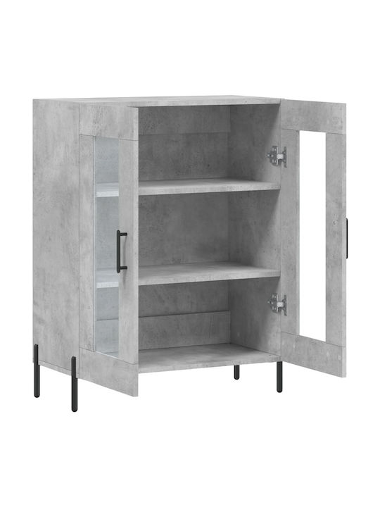 Wall Living Room Display Cabinet made of Wood & Metal with Glass Gray 69.5x34x90cm