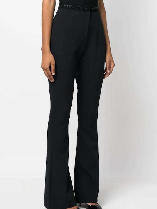 Versace Women's High-waisted Fabric Trousers Flare Black